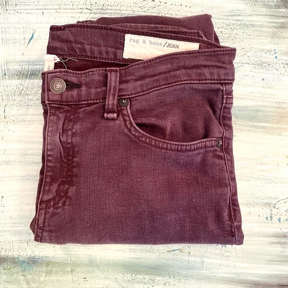 Rag & Bone Wine Distressed Skinnies - Picture 2 of 10